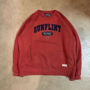 J. America Red Crewneck Sweater with GUNFLINT Text